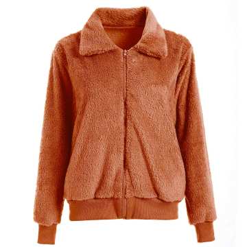 Winter Solid Color Sherpa Fleece Jacket with Turn-down Collar