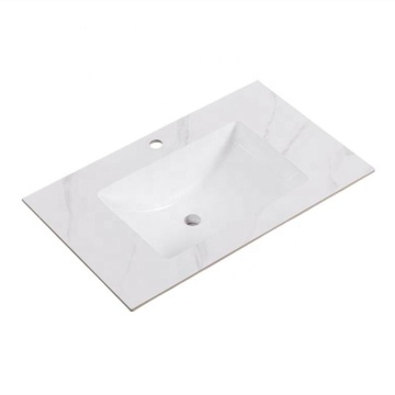 European Style Hotel Bathroom Sintered Stone Single Sink Basin with Marble Countertop