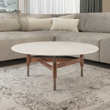 Versatile Curved Sofa Table Set: Granite & Marble Top with Wood and Steel for Home & Outdoor Use