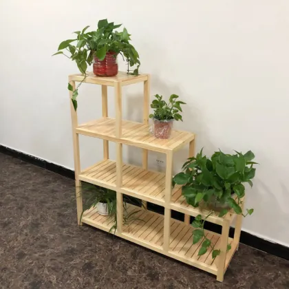 Wooden Green Plant Children Wood Frame Flower Pot Stand