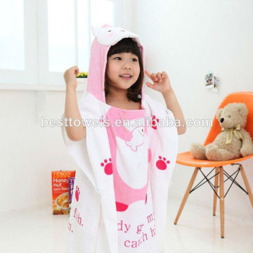 printed poncho hooded beach towel for kids