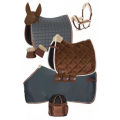 Horses Rug Ear Bonnet Boots Saddle Pads Set