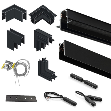 Kit di illuminazione da binario lineare da 2 m con binario magnetico con alimentazione a 48 V - connettore angolare incluso