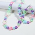 Doce menina Candy Color Love & Peace Symbol Colar Set