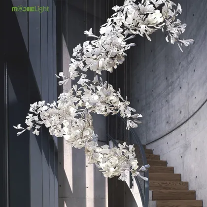 Ginkgo Leaf Ceramic Sculpture Chandelier