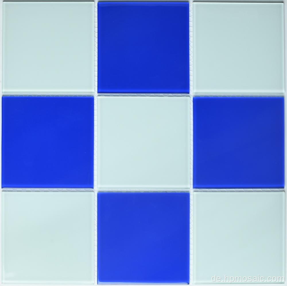 Keramische Mosaikfliesen aus königlicher Blau und weißer Glas