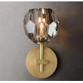 Smoke diamond crystal glass shade wall lamp