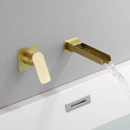 Wall Brushed Gold Tub Faucet Bathroom Faucet