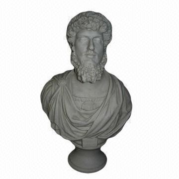 23" white marble man bust statue with base