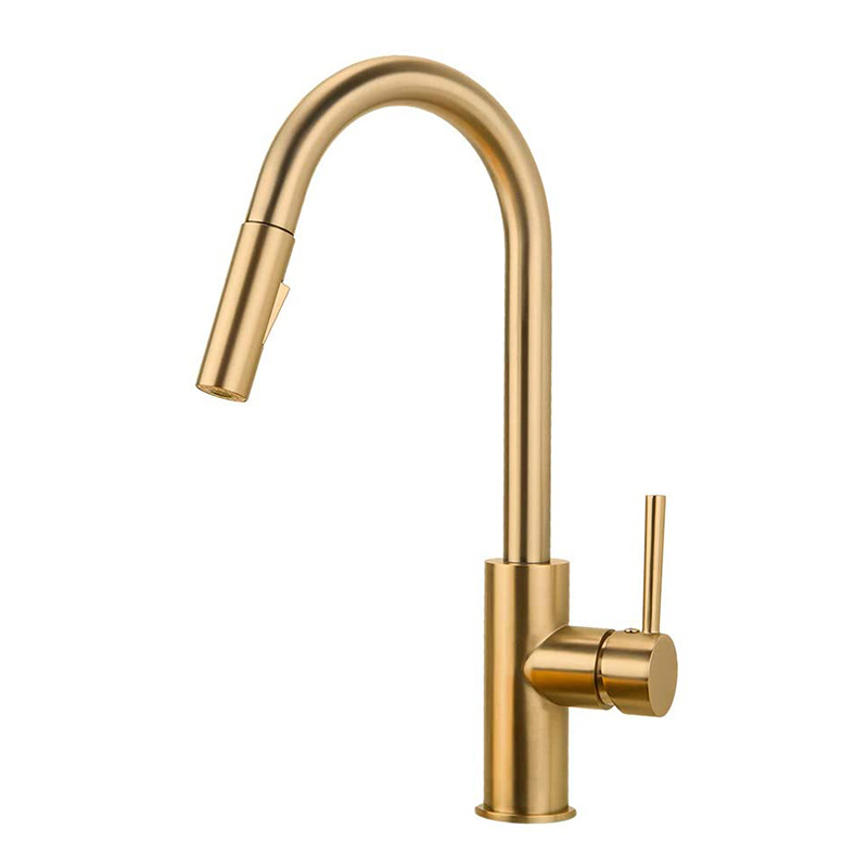 New Polished Brushed Gold Brass Kitchen Tap Faucet