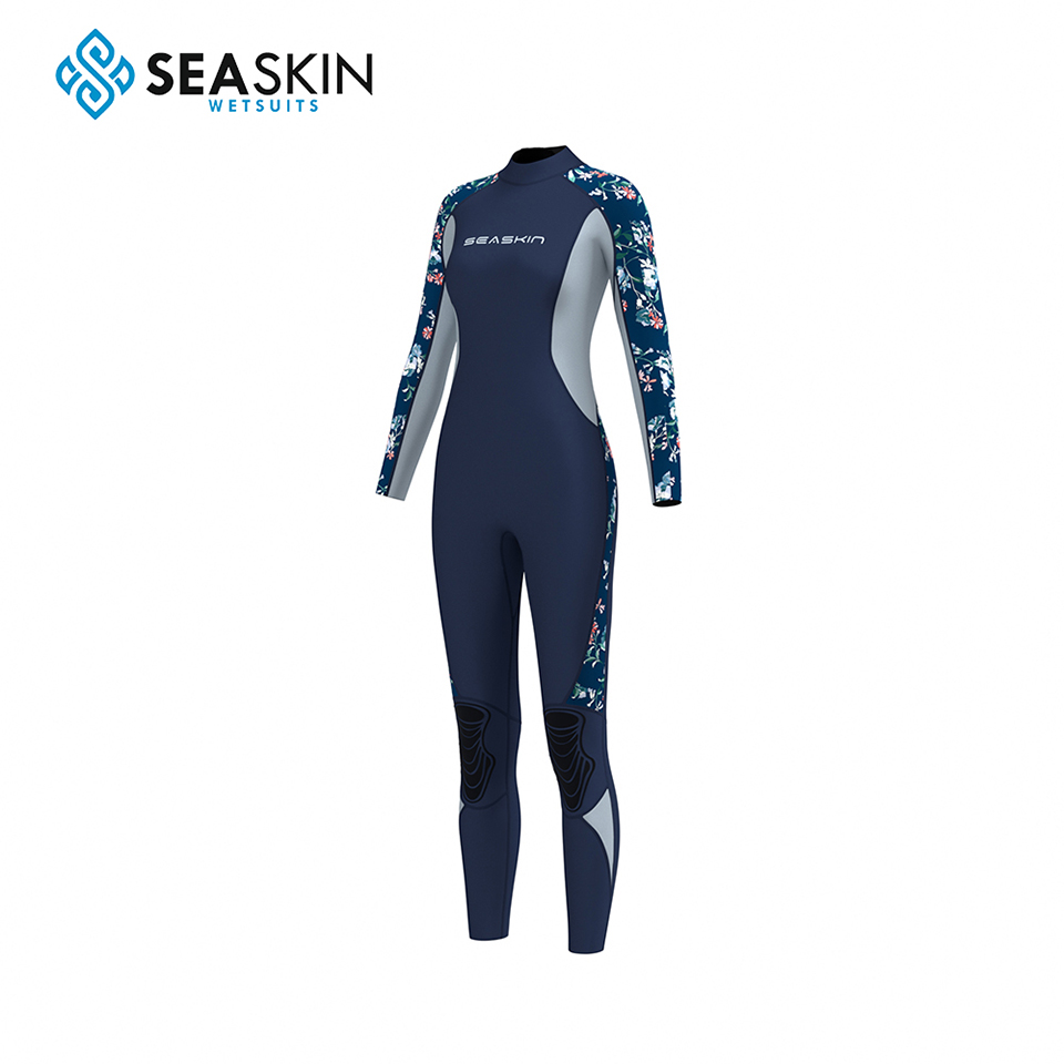 Seaskin Women Printing Pattern Long Sleeve Diving Wetsuit