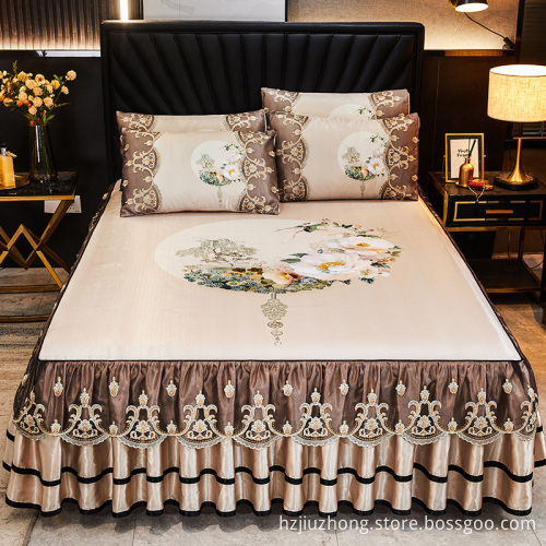 Summer Latex Bed Skirt Three-piece Mat Machine Washable
