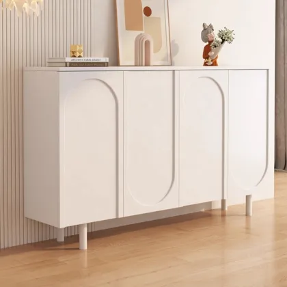 Cream Sideboard with MDF Board and Metal Legs for Living Room