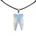 Opalite Tooth Necklace for Women Men Handmade Craved Stone Teeth