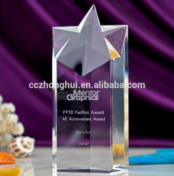 Customized cheap pentagram crystal trophy for business gift