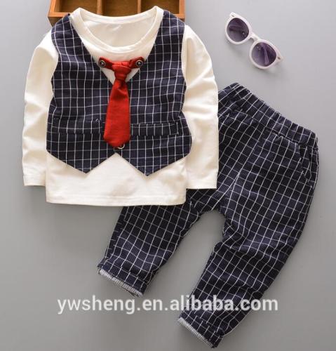 long sleeve spring and fall boutique sets baby boy plaid outfits