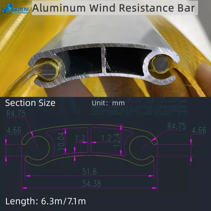 Barra anti-viento de aleación de aleación de aluminio de 6.3m/7.1m de longitud