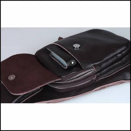 New simple men leather chest cross body bag