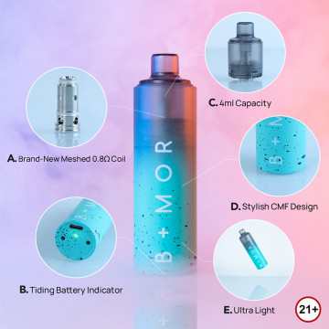 BMOR SOBER 키트 일회용 포드 vape 전자 담배