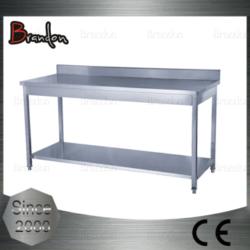 Brandon square stainless steel tube double tier kitchen pre work table