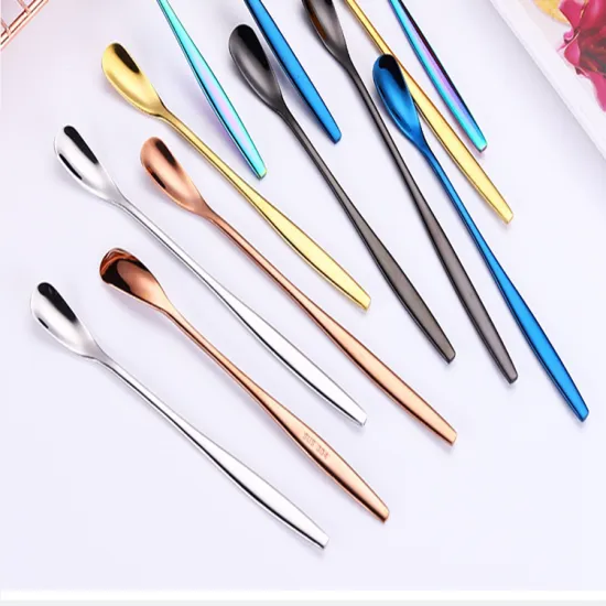 304 Stainless Steel Gold-Plated Tableware: Insulated Mug, Long Handle Honey/ Coffee Spoon Set