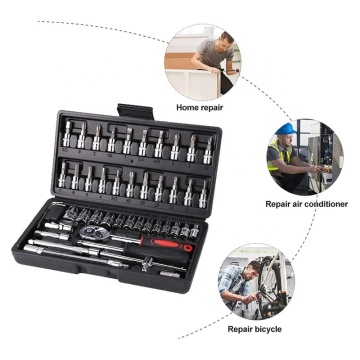 TOOLJOY 46-piece Manual Auto Repair Tool Set: Comprehensive Hand Tools including Spanners, Sockets, Wrenches & Screwdriver Bits