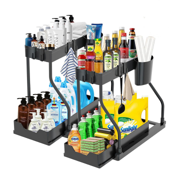 2024 New Arrival RL Double-Layer Sliding Under Sink Organizer