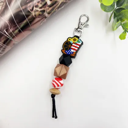 Wholesale Independence Day Silicone Bead Keychains