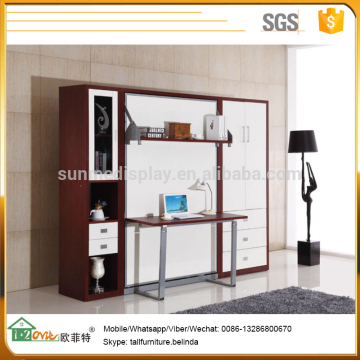 wholesale space saving furniture spring mechanism pull down bed with shelf