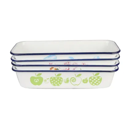 Rectangle Bakeware Comal Baking Ware BBQ Grill Cake Pan Enamel Ware
