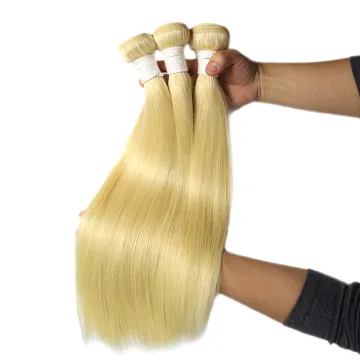 613 straight bundles with frontal Remy Hair,Honey Blonde colored human hair bundles