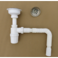 Bathroom kitchen Sink Basin White Plastic Drainer with Strainer and Overflow , Wash Basin Waste & Bottle Trap