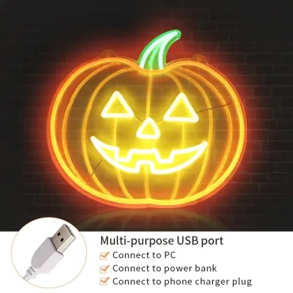 Halloween Decor LED Neon Sign Acrylic Pumpkin Lantern