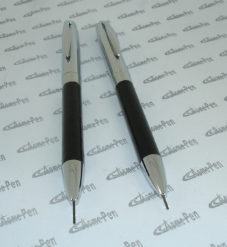 Metal Mechanical Pencil China pen factory supply Automatic Pencil 0.7mm Writing Lead PU leather and Brass pen barrel Stationery
