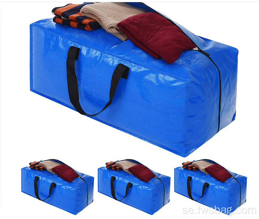 Foldbar PE Extra stor tung förvaringsväska rörlig vattentät fuktsäkra förvaringspåsar med förstärkta blixtlås