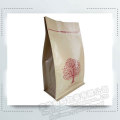 Sac d&#39;emballage à fermeture à glissière en papier Kraft brun refermable