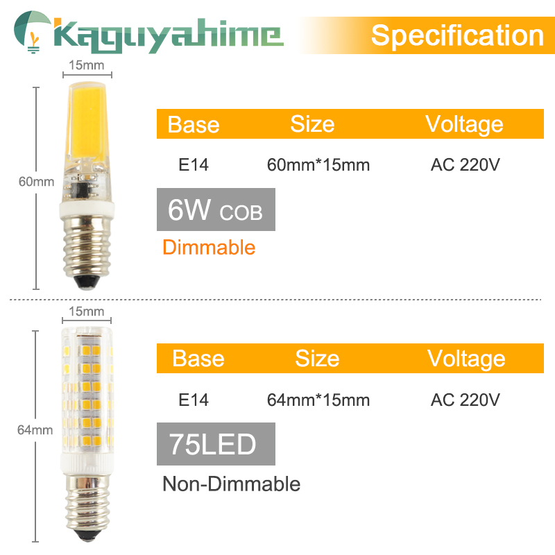 Kaguyahime E14 LED Bulb Light 220V Dimmable Mini Ceramics COB Led Lamp E14 5W 6W 7W 9W Candle Spotlight Bombilla Ampoule Lampada