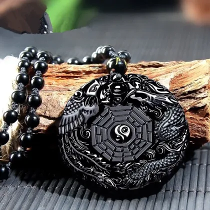 Hand-Carved Obsidian Fox Pendant Necklace - Brave Fashion Jewelry for Men and Women