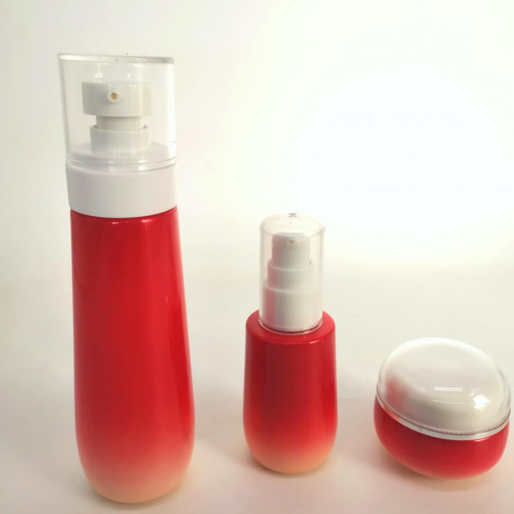 Red Gradient Cosmetic Glass Bottle Set