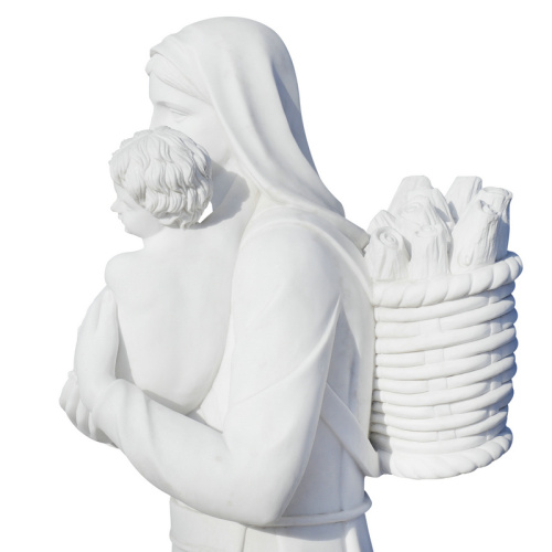 Hand Carved White Marble Madonna Child Sacred Art