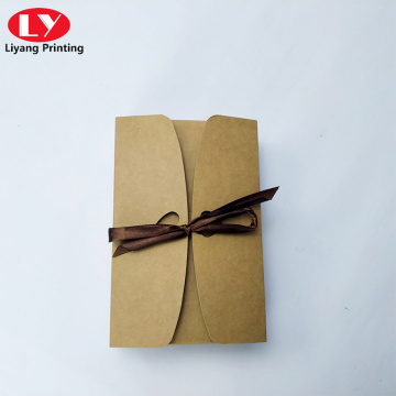 One-piece folding kraft paper box with ribbon