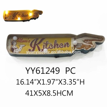 Mom's kitchen embossed metal advising palque with LED light, metal wall arts