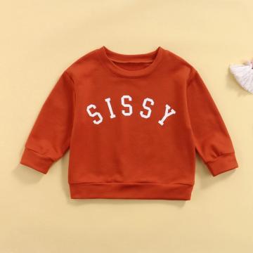 Sudadera para niños con letra superior de impresión de manga larga chaqueta