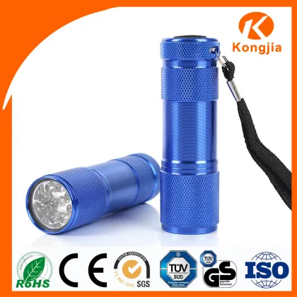 Ultra Bright Colorful Aluminum AAA Dry Battery Mini 9 Led Fleshlight Torch