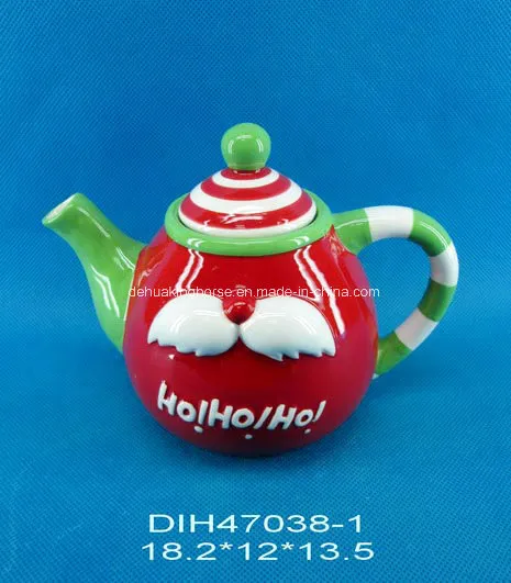 Hand-Painted Ceramic Teapot for Christmas Decoration