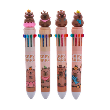 10-Color Multi-Function Cartoon Capybara Ballpoint Pen Stationery