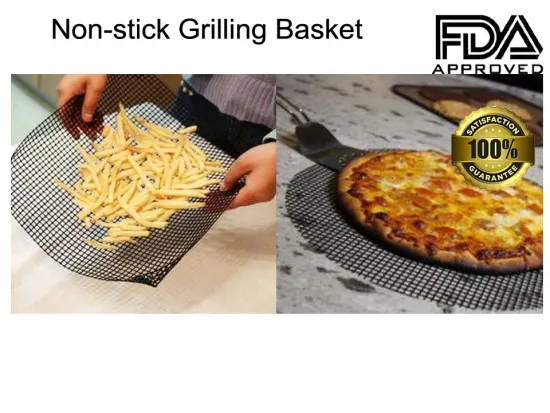 Reusable Non Stick Round Pizza Crisper Screen mesh And 14" X 14" Mesh Crisping Basket