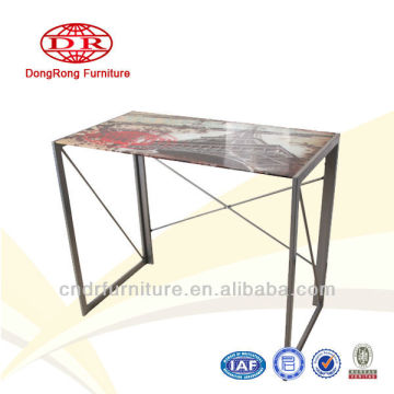 glass top iron leg desk