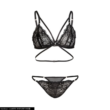 Ensemble 2 pièces string bikini triangle en dentelle sur mesure