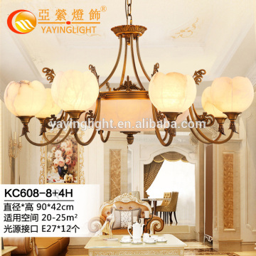 flower shades extravagant brass glass chandeliers for dining room, fancy extravagant dinning room flower style pendant
